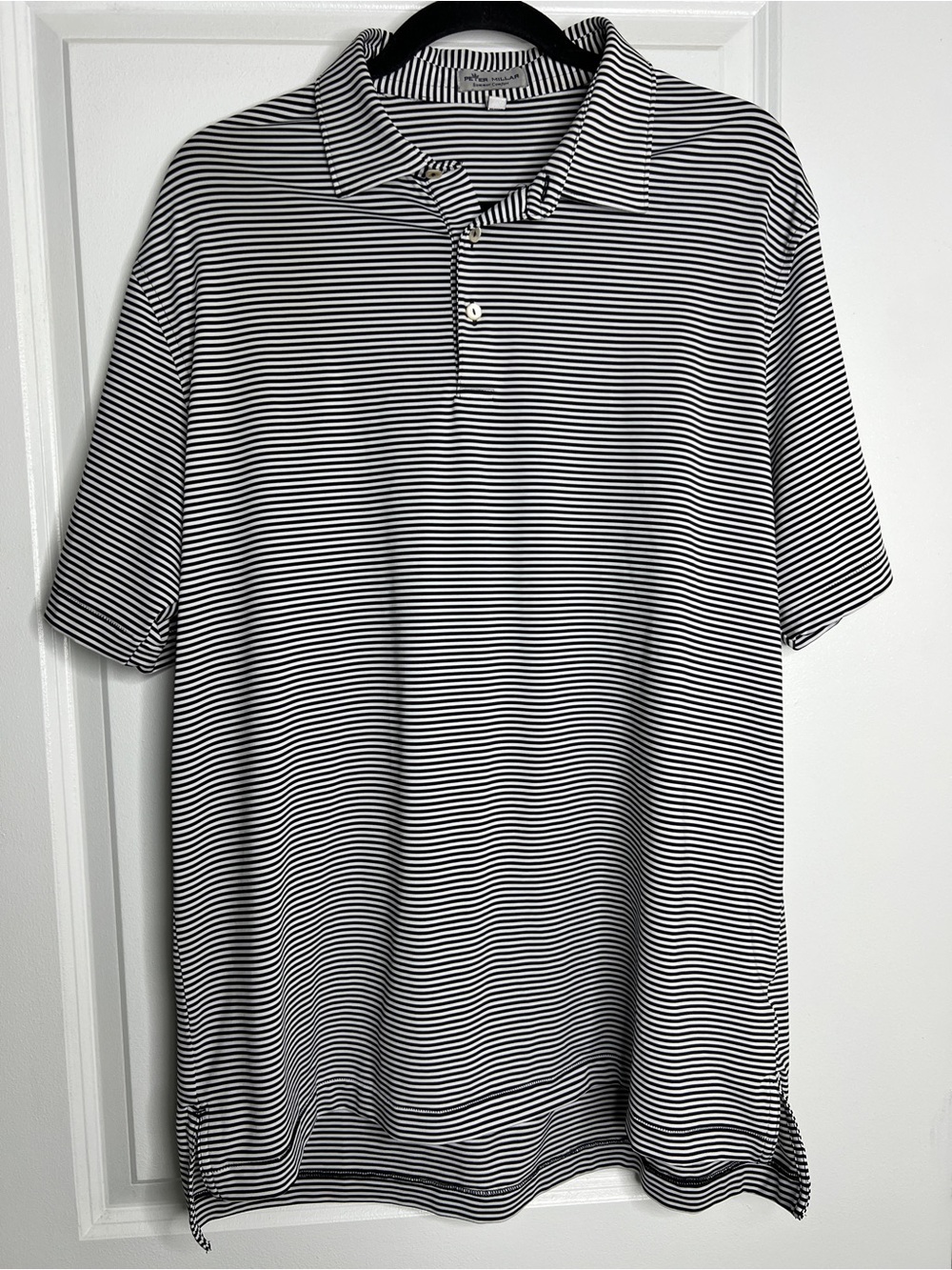 Peter Millar Summer Comfort Performance Polo Shirt Large Black White Striped